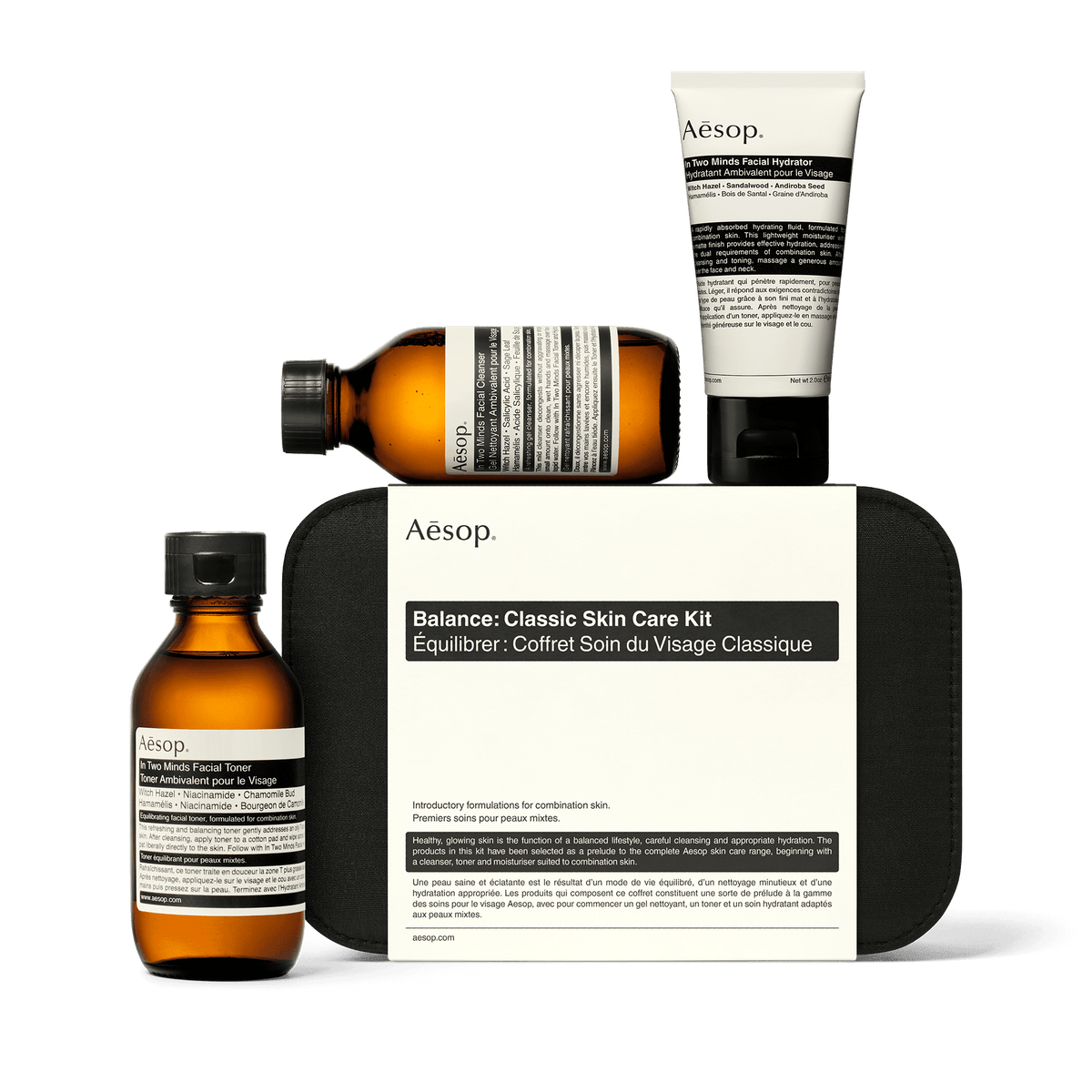 AESOP 伊索 淨透平衡護膚三件套(混合性肌膚潔面露100ml+混合性肌膚保濕精華乳60ml+純淨