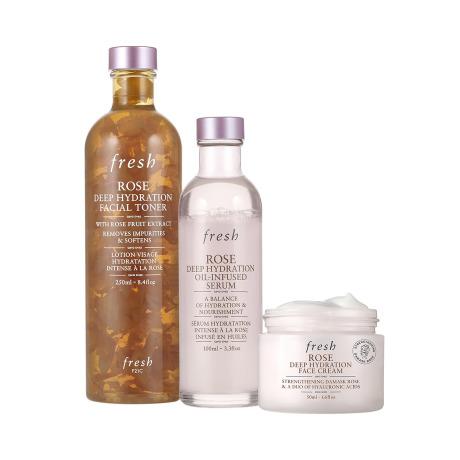 Fresh 玫瑰深層保濕三件套（花瓣水250ml＋精華100ml＋面霜50ml）