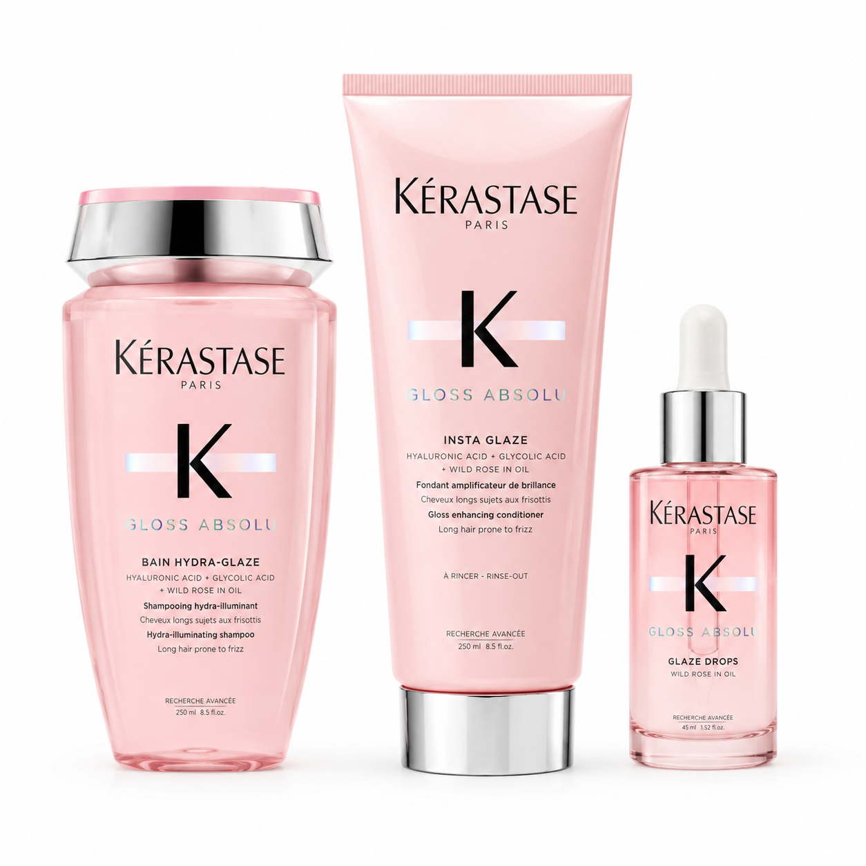 Kérastase 卡詩 Gloss Absolu 釉光玫瑰三件套（洗髮水250ml＋護髮素250ml＋護髮精油45ml）