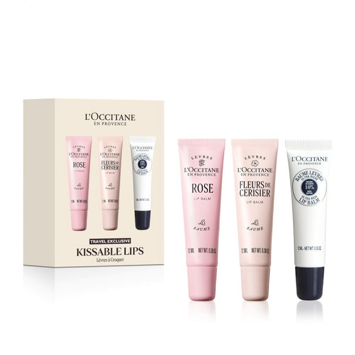 L’Occitane Kissable Lips lip balm trio 12ml x3 white background product image