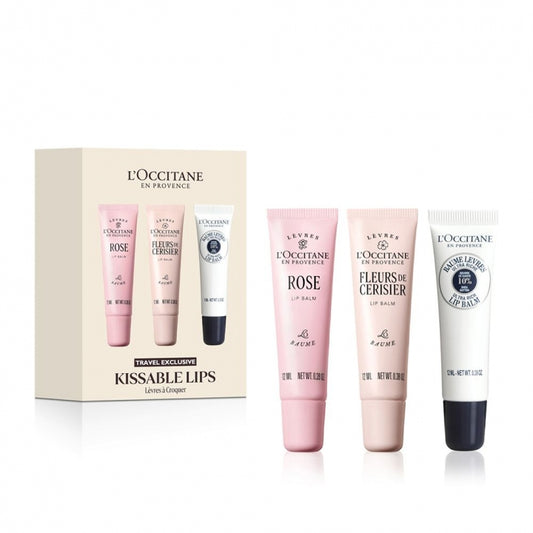 L’Occitane Kissable Lips lip balm trio 12ml x3 white background product image