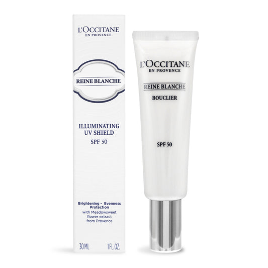 L’Occitane Reine Blanche Illuminating UV Shield SPF50 30ml white background product image