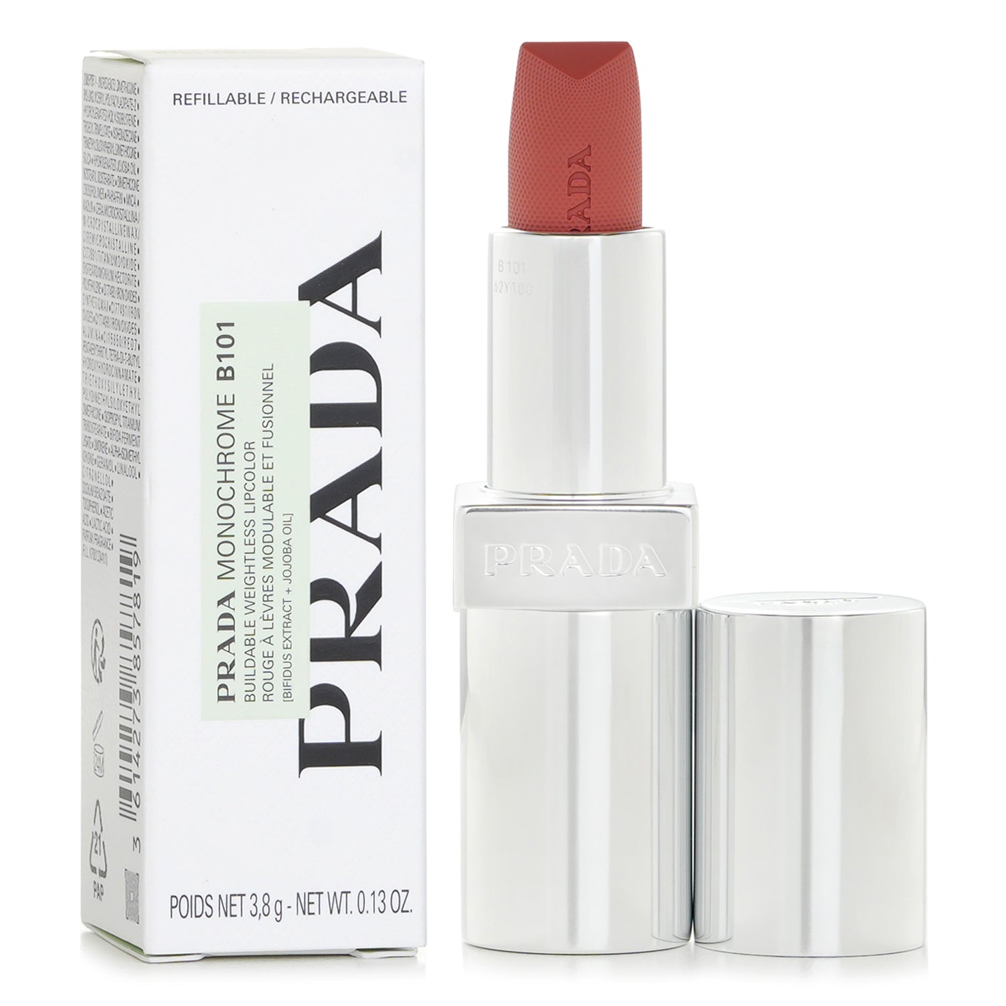 PRADA Monochrome Soft Matte B101 Tiepolo 玫瑰珊瑚柔霧唇膏 3.8g